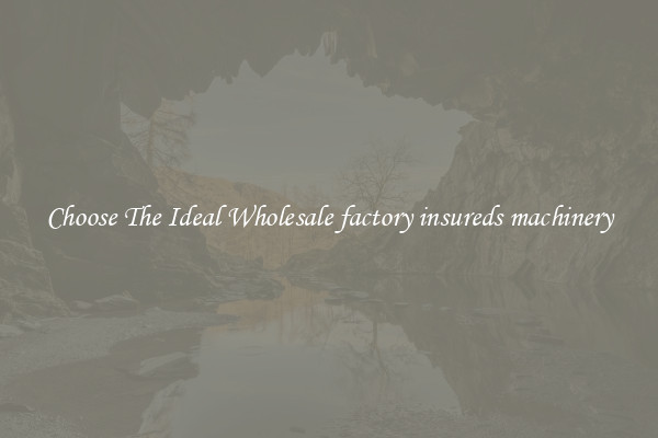 Choose The Ideal Wholesale factory insureds machinery