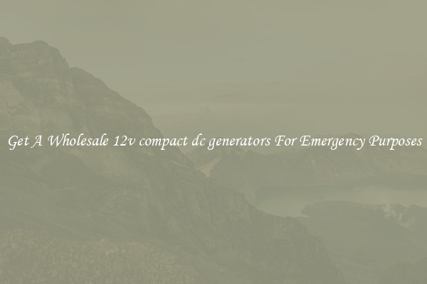 Get A Wholesale 12v compact dc generators For Emergency Purposes