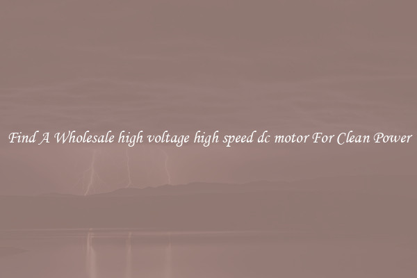 Find A Wholesale high voltage high speed dc motor For Clean Power